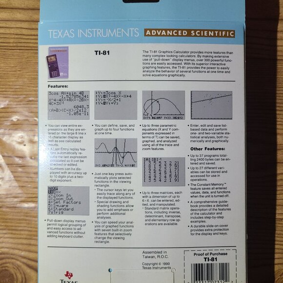 "Texas Instruments TI-81 Graphing Calculator (NEW) - Picture 6 of 7